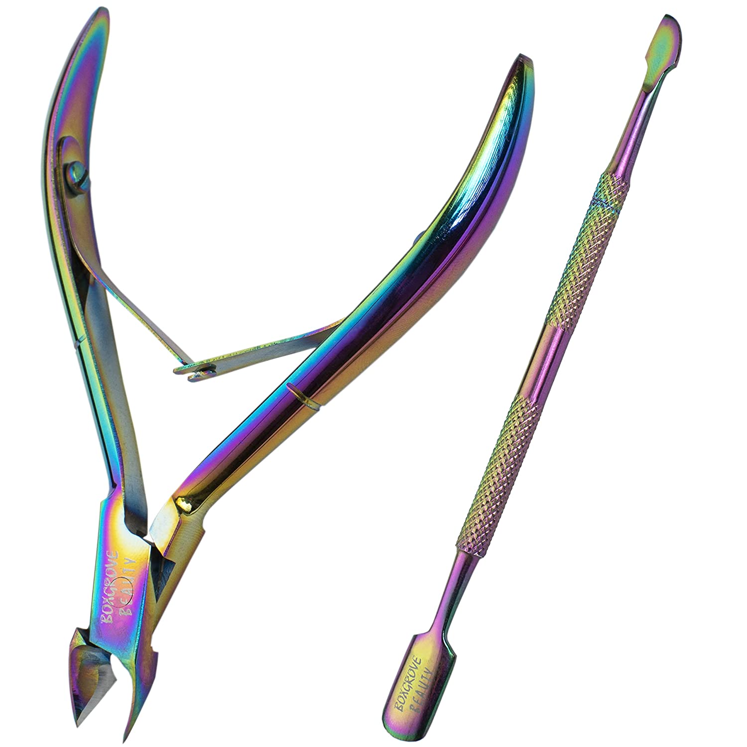 230816070153525_1 Professional Cuticle Cutter & Pusher Trimmer Manicure Tools with Double Spring– Perfect Nail Care Tool for Manicure & Pedicure Beauty at Home/Spa/Saloon (Silver) - Image 1